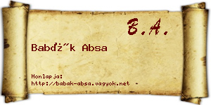 Babák Absa névjegykártya
